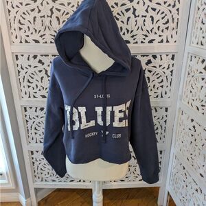NWT Navy Blue St. Louis Blues Crop Top Hoodie SZ M